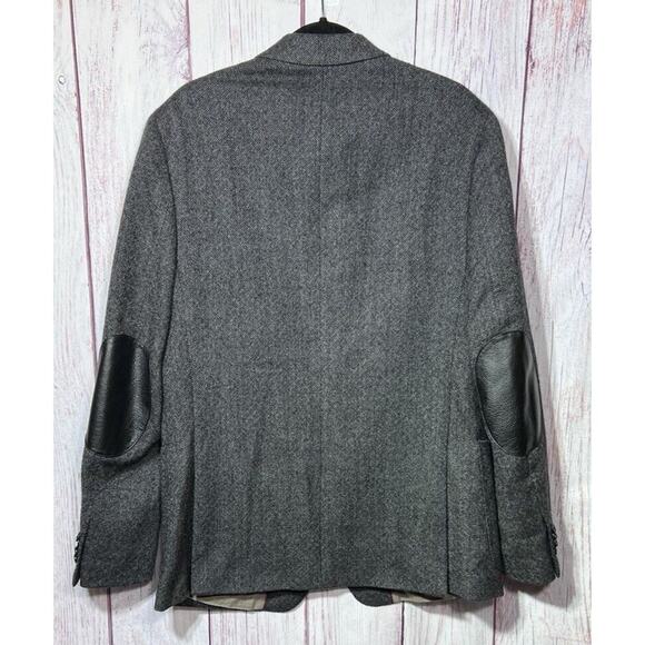 Banana Republic Men's Gray Herringbone Tweed Wool Sports Coat Blazer Size 42L - Picture 2 of 13